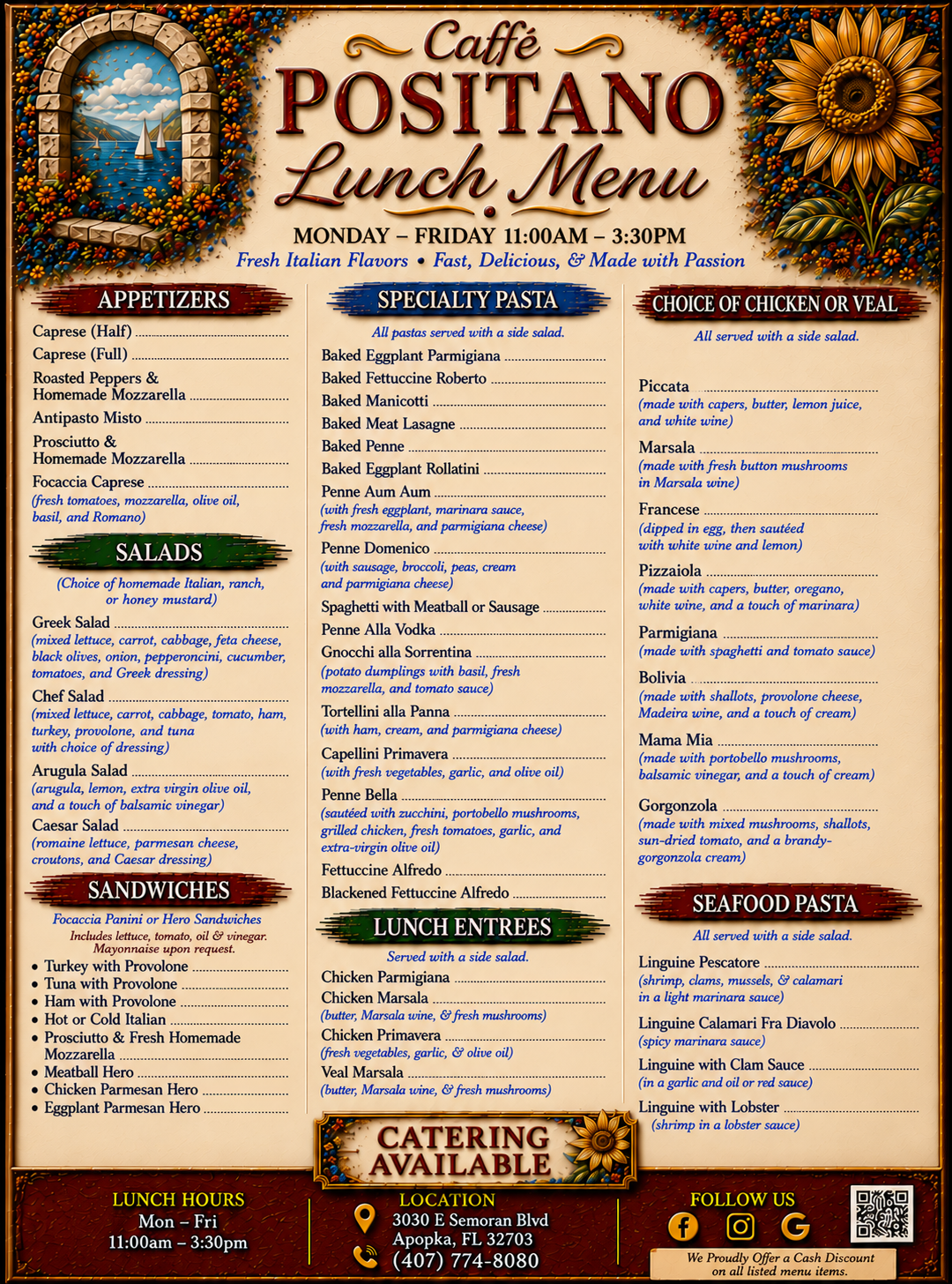 Caffè Positano Lunch Menu page 2