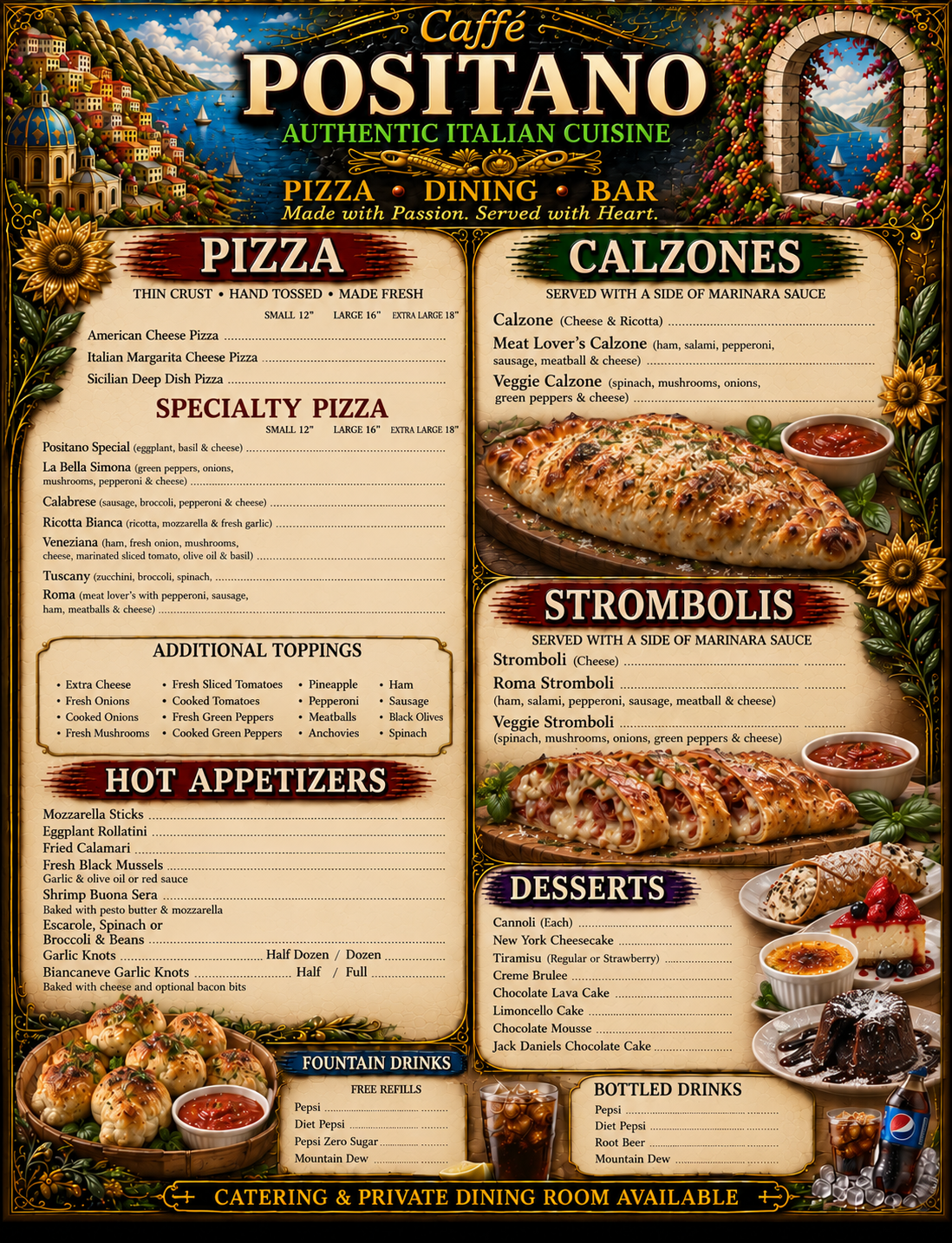 Caffè Positano Lunch Menu page 1