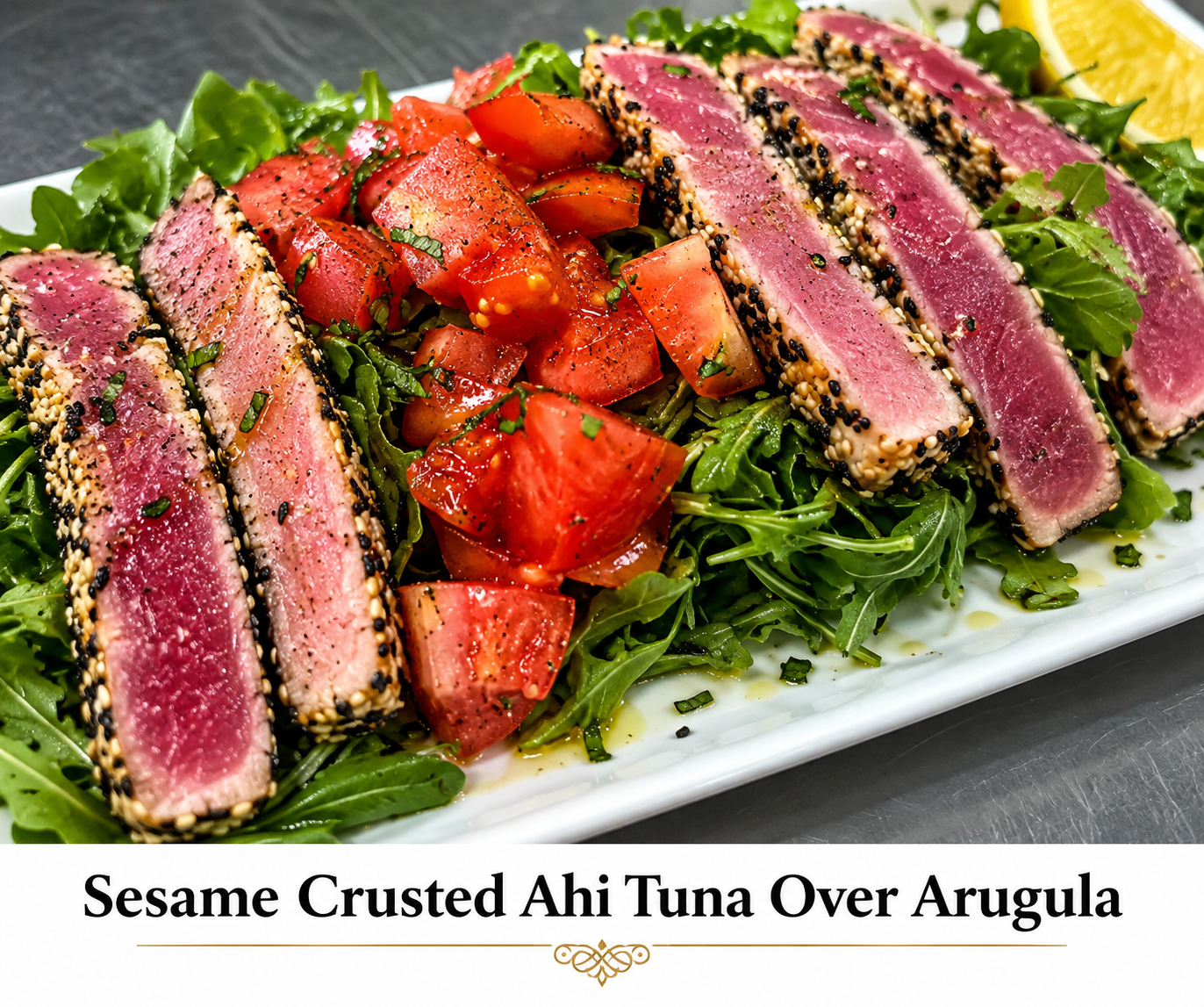 Sesame Crusted Ahi Tuna Over Arugula featured special